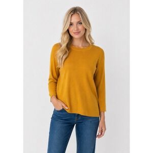 Gold‎ Yellow Scalloped Neck Women's Sweater Business Work Casual Medium